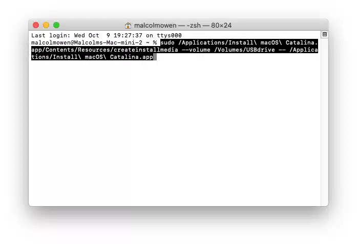 create bootable macos usb with Terminal